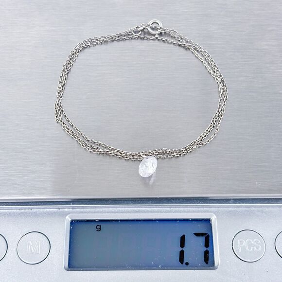 Vintage Sterling Silver 925 Cubic Zirconia Solitaire Pendant Necklace 18" - Picture 5 of 5